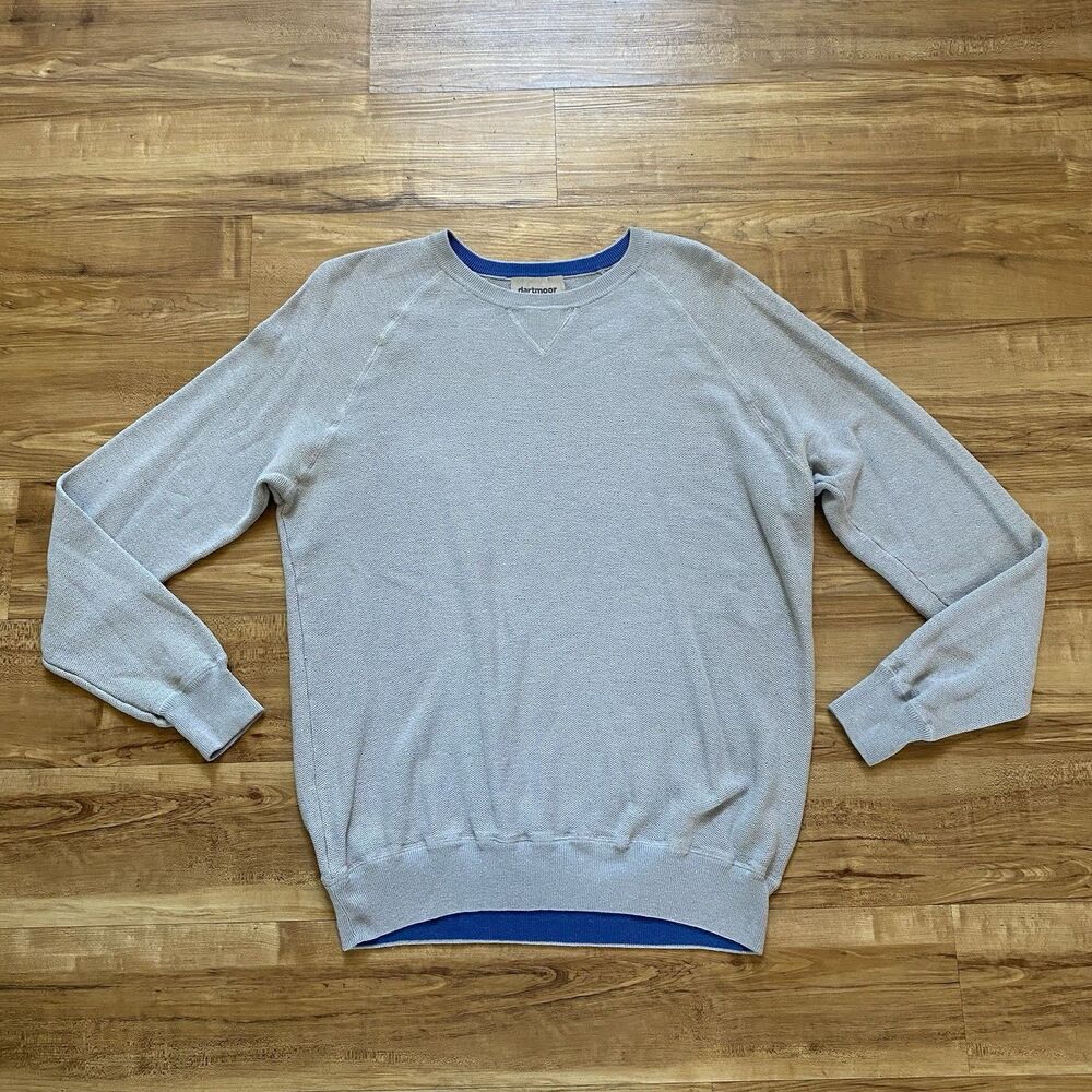 DARTMOOR XL Men Gray Silk Cashmere Cotton Knit Crewneck Sweater Heritage Luxury